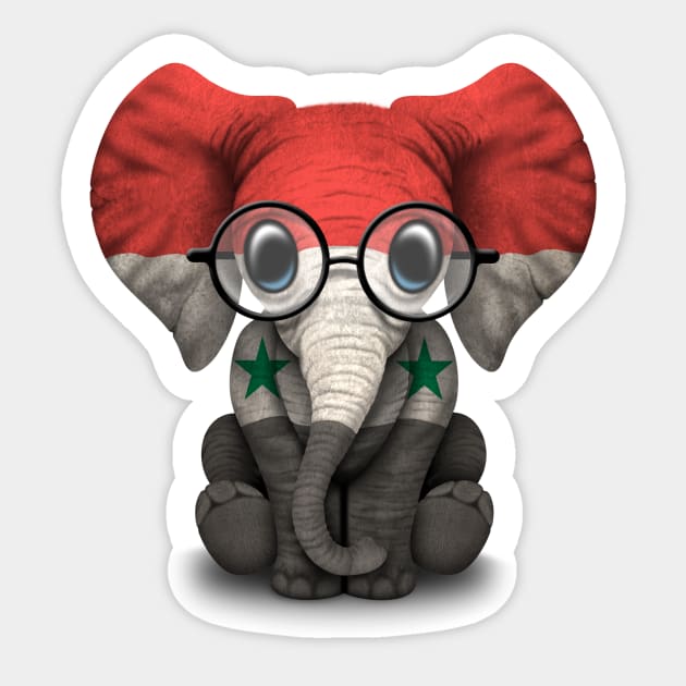 Baby Elephant with Glasses and Syrian Flag Sticker by jeffbartels